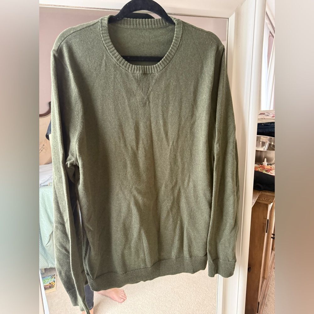 J.CREW Green Cotton Cashmere Men's Pullover Sweater Crew Neck Long Sleeve M